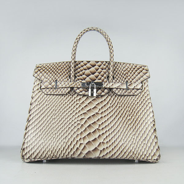 High Quality Fake Hermes Birkin 35CM Fish Veins Leather Bag Grey 6089 - Click Image to Close